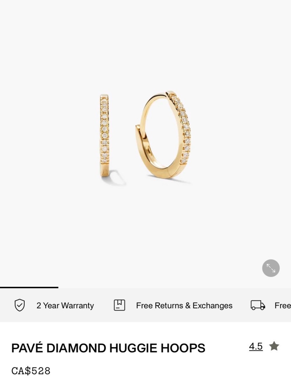 Mejuri Pavé Diamond Huggie Hoops - gold